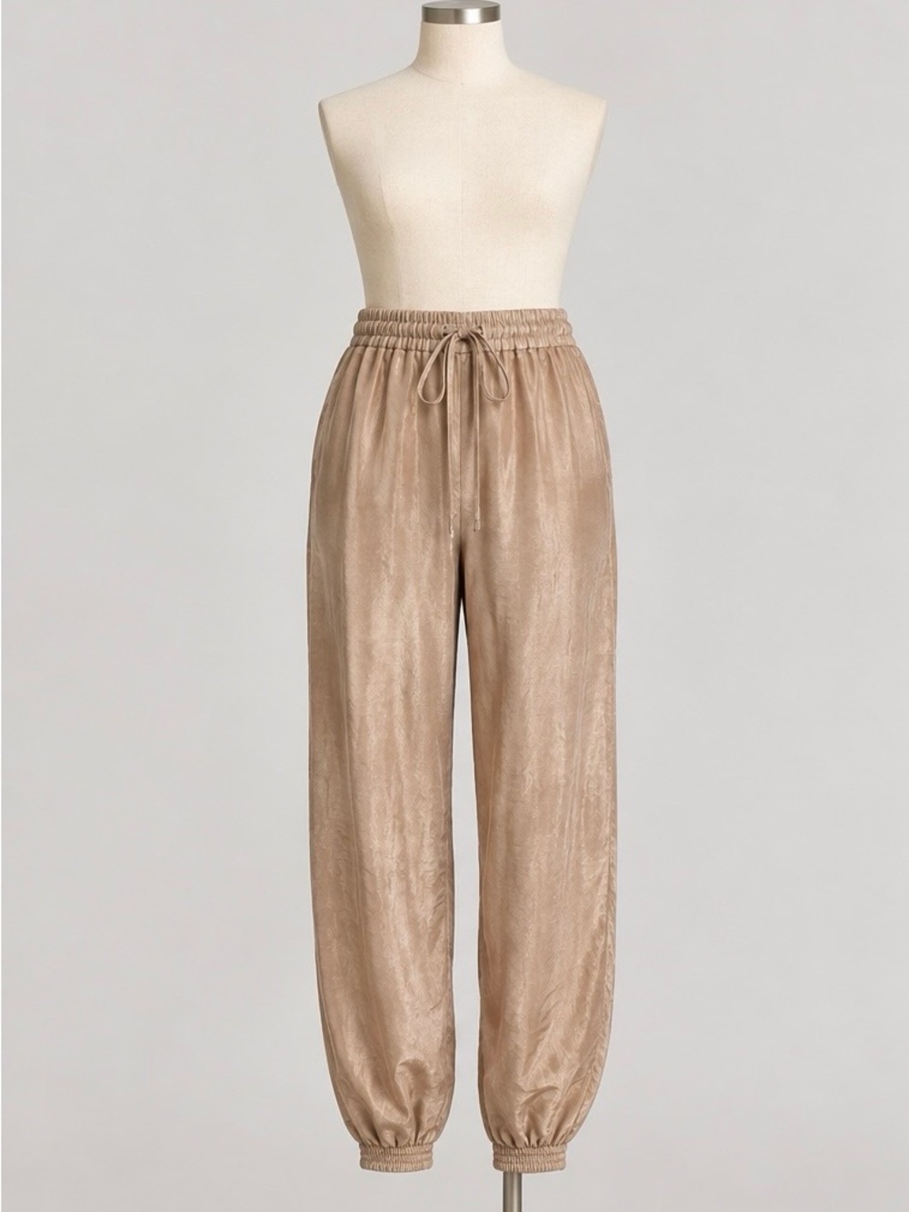 NWT Relaxed Satin Jogger Pants in Taupe